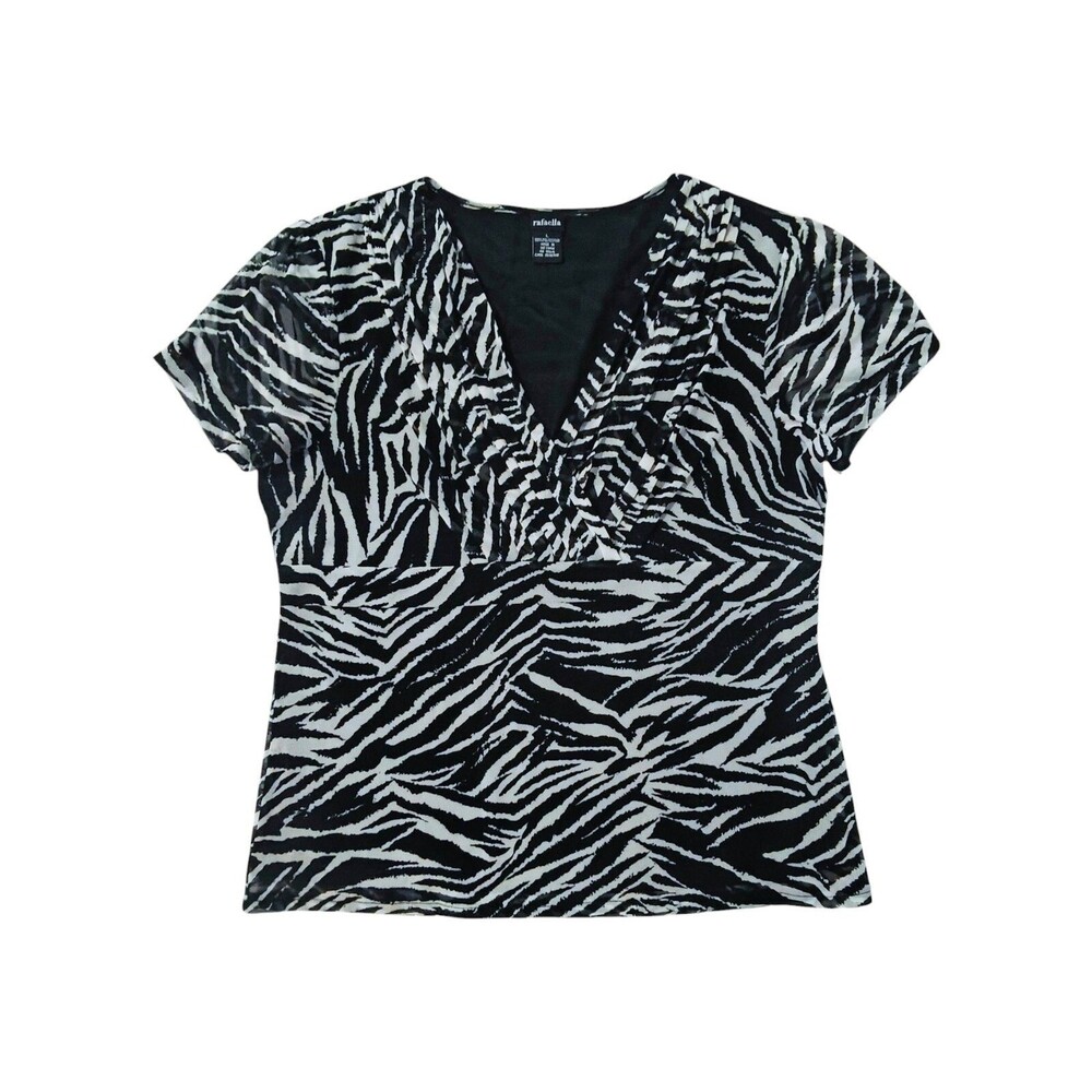 Y2K Zebra Mesh Babydoll Top L Large Whimsigoth Goth Feminine Maximalist Vtg 90s